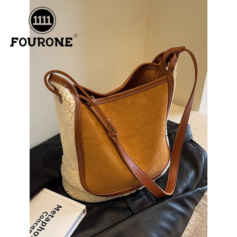 FOUR ONE Lammwollplüsch für Damen, neue, vielseitige Umhängetasche mit großem Fassungsvermögen und hochwertiger Wassereimer_voghion.com