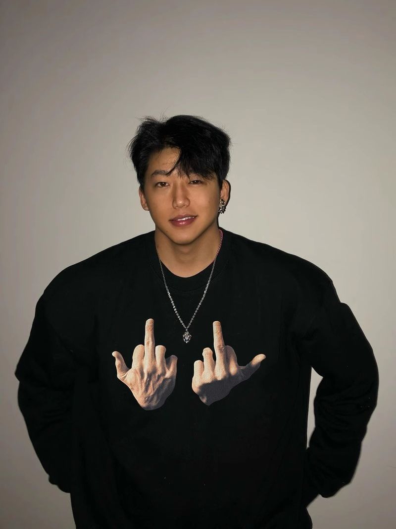美式潮牌秋冬季中指衛衣圓領潮流重磅高級高中生男大碼高街外套男