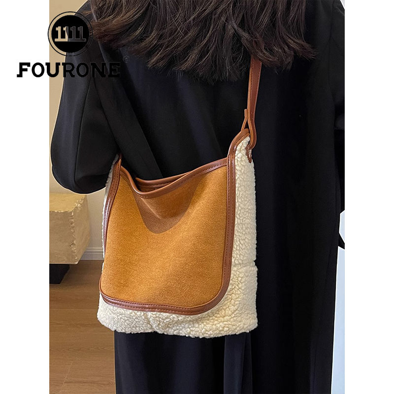 FOUR ONE Lammwollplüsch für Damen, neue, vielseitige Umhängetasche mit großem Fassungsvermögen und hochwertiger Wassereimer_voghion.com