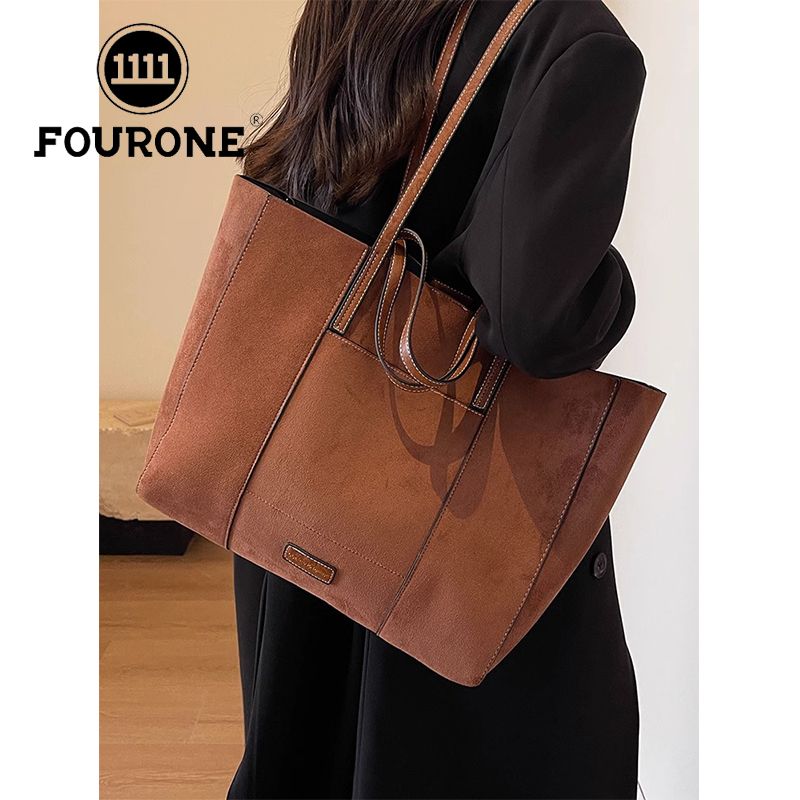 Large-capacity bag for women, versatile new retro frosted shoulder bag, textured class commuting tote bag