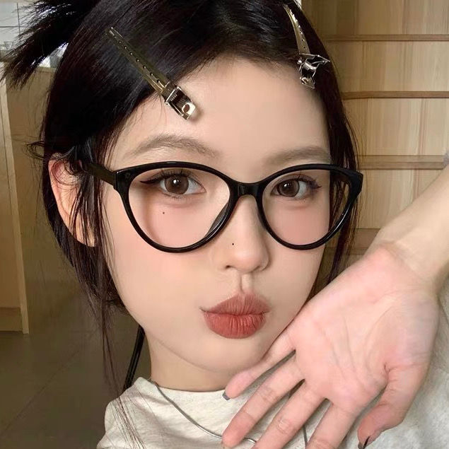 歐美黑框超輕素顏眼鏡平光鏡貓眼辣妹近視眼鏡復古度數近視藍光