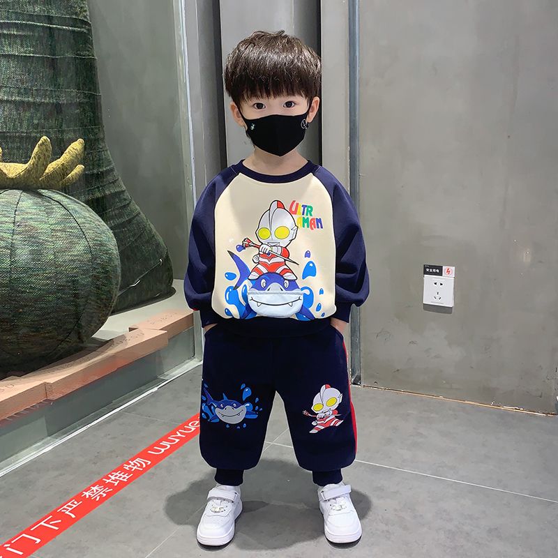 Ultraman Clothes Boys Autumn Suit 2023 New Boys Spring Autumn Clothes Internet Celebrities Handsome Children Baby Fashionable