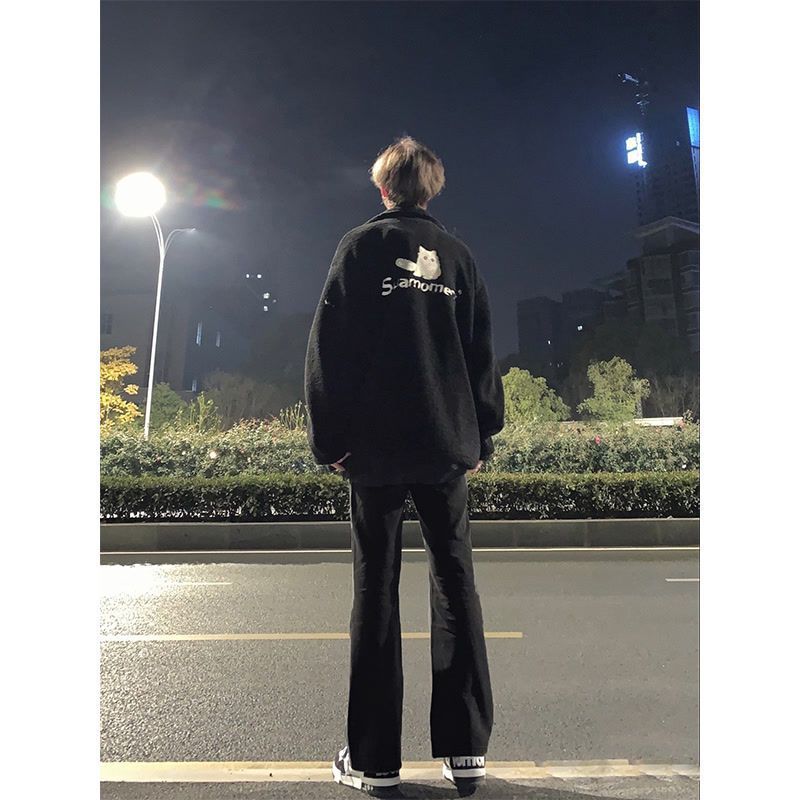 純黑色修身牛仔褲男款江浙滬穿搭褲子高街vibe美式寬鬆直筒微喇褲