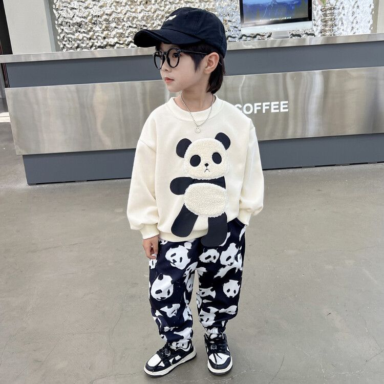 Boys sweatshirt suit 2023 new autumn clothing baby autumn handsome children's clothing spring and autumn Internet celebrity fashionable clothes
