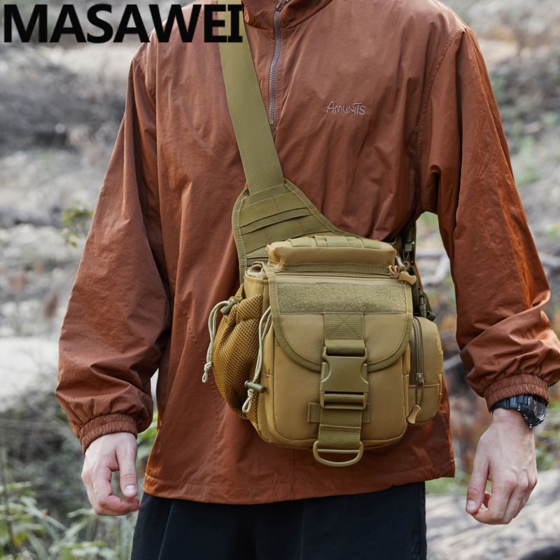 MASAWEI sports outdoor bag, portable and cross-body, small mobile phone bag, waist bag, waterproof nylon fabric Velcro bag