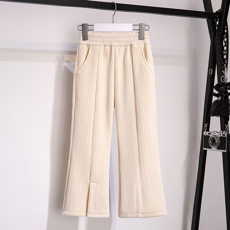 Girls' Corduroy Flare Pants  New Style Autumn and Winter Plus Velvet Pants High Waist Slim Girls Casual Pants