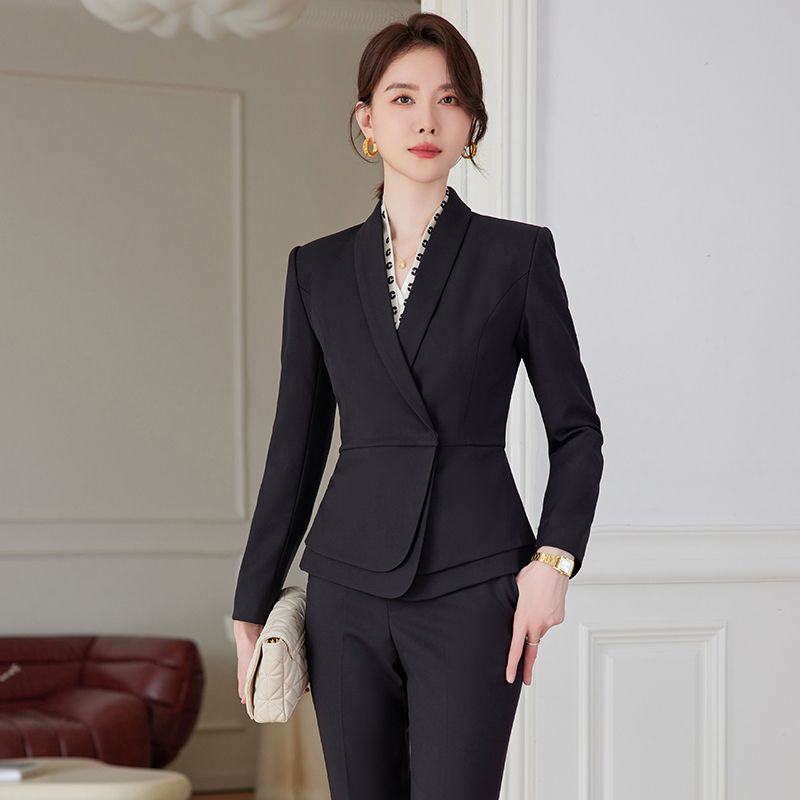 職業裝套裝女秋冬2023新款西裝外套氣質酒店前台接待珠寶店工作服