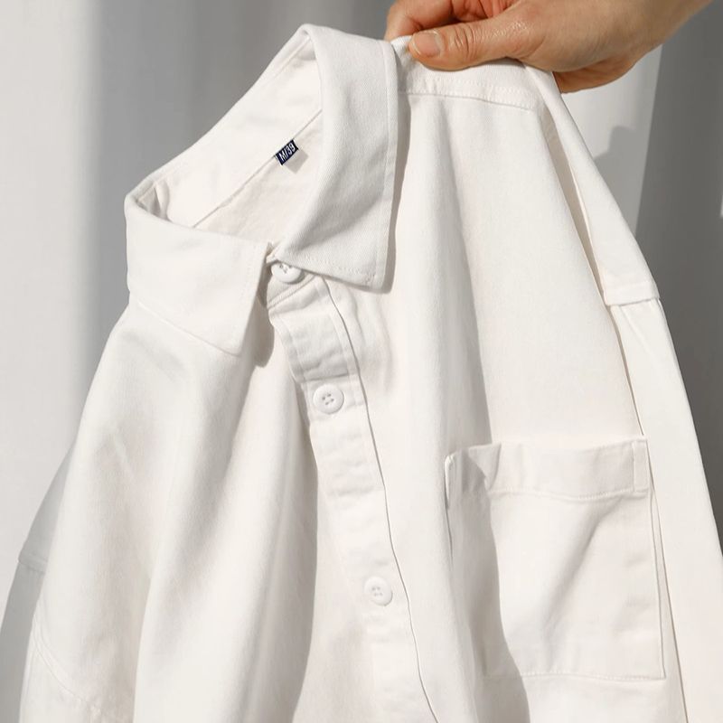 白色长袖衬衫女2023年春秋新款学院风衬衣简约休闲通勤基础款上衣