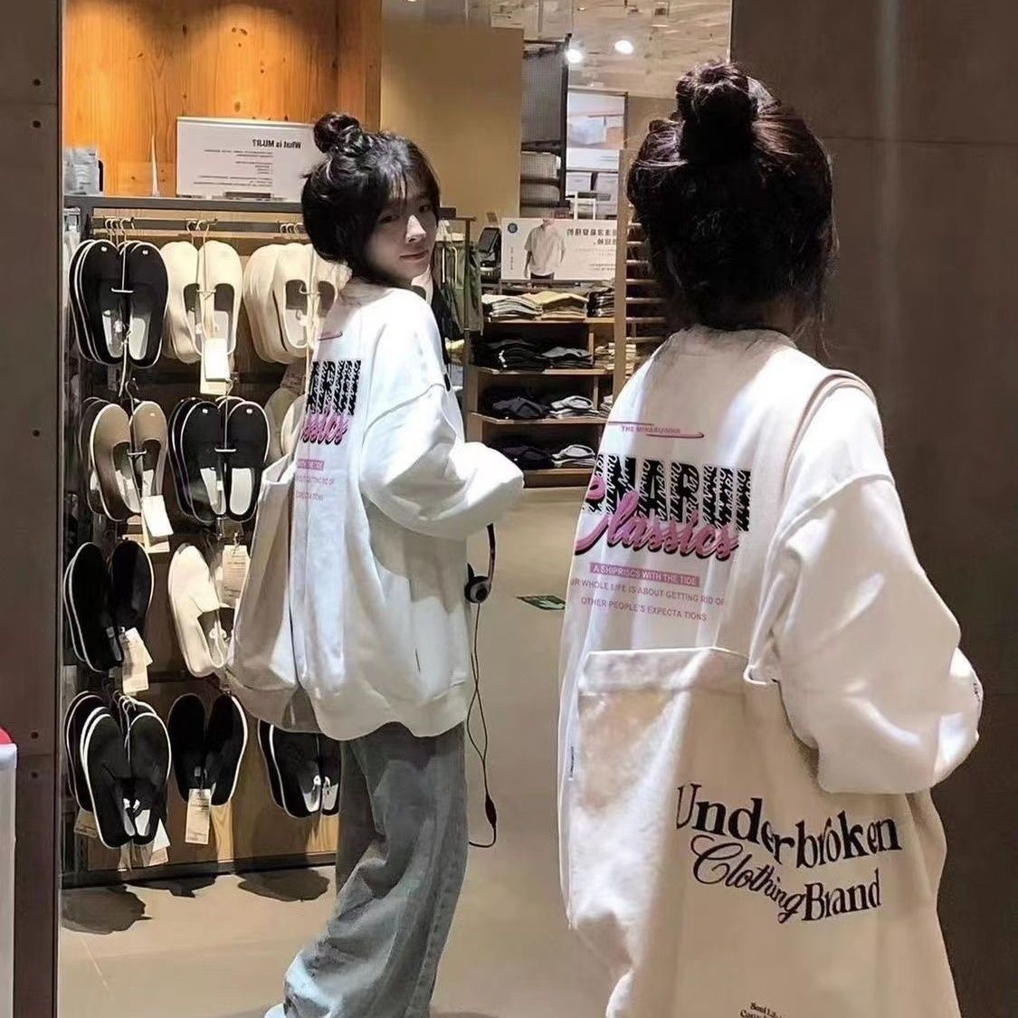 美式復古圓領衛衣女秋冬新款oversize寬鬆慵懶風百搭長袖上衣女