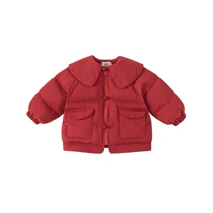 女童棉服新款儿童加厚棉袄女孩外套宝宝洋气冬装新年红拜年服