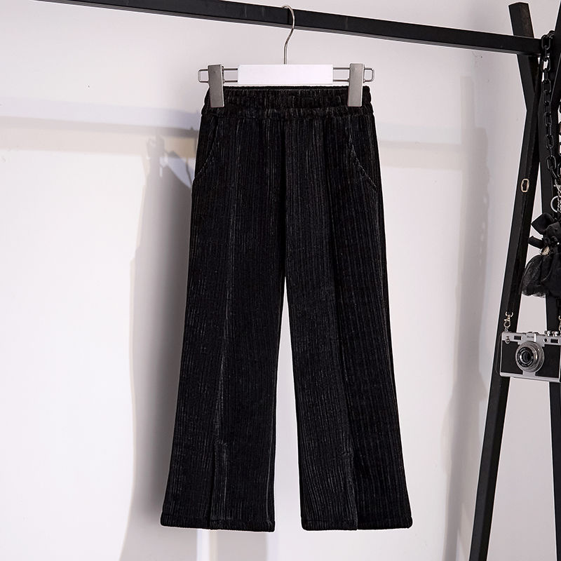 Girls' Corduroy Flare Pants  New Style Autumn and Winter Plus Velvet Pants High Waist Slim Girls Casual Pants