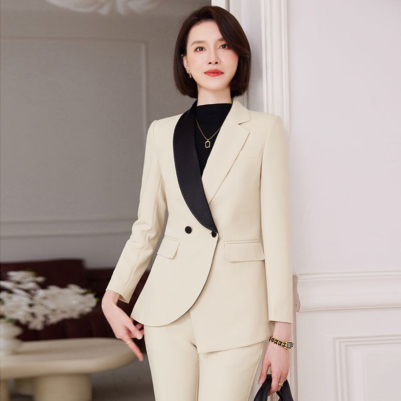 杏色西裝外套女秋冬2023新款職業裝氣質女神范正裝小個子西服套裝