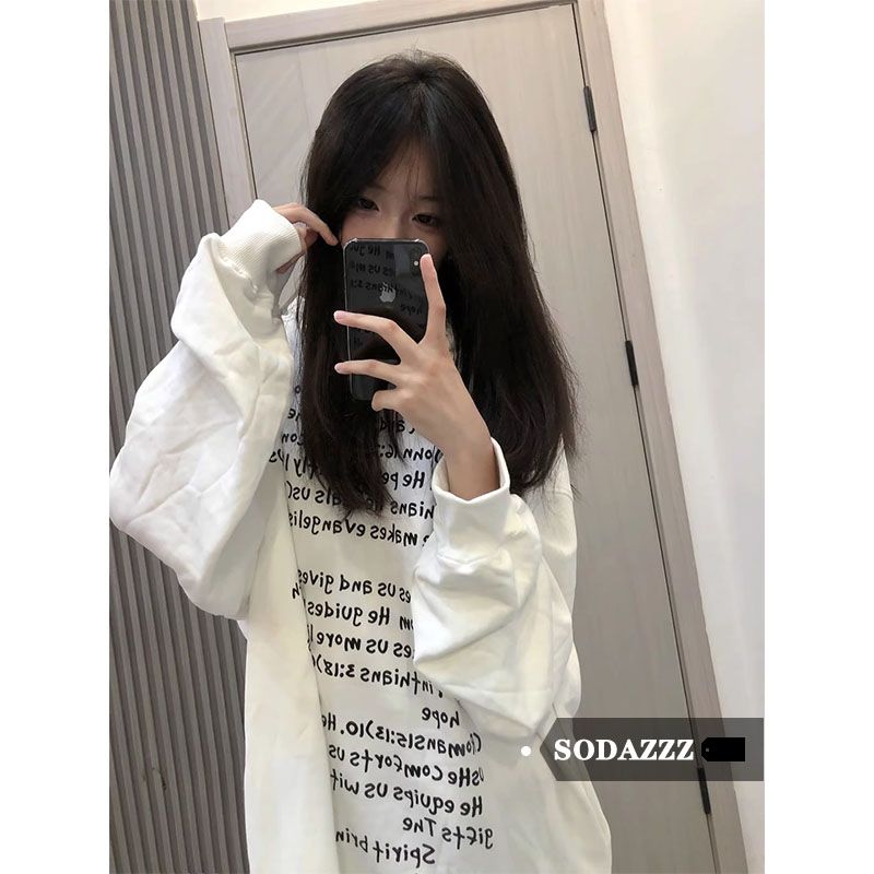SODAZZZ美式復古高街vibe薄款連帽秋季衛衣小眾設計感印花上衣