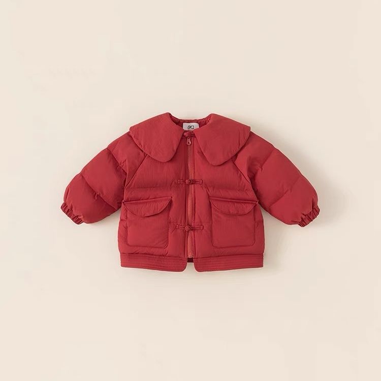 女童棉服新款儿童加厚棉袄女孩外套宝宝洋气冬装新年红拜年服