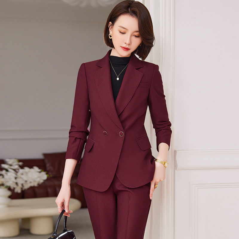 棗紅色西裝外套女職業裝高端氣質女神范主持人正裝工作服西服套裝