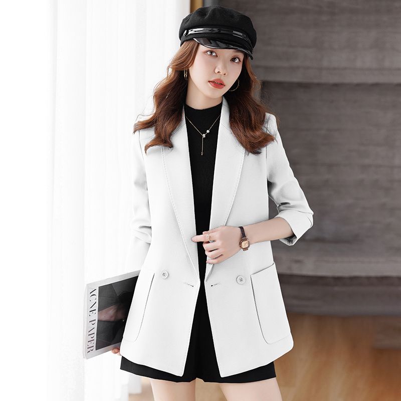 High-end suit jacket for women autumn and winter 2023 new Korean style white top small temperament casual small suit