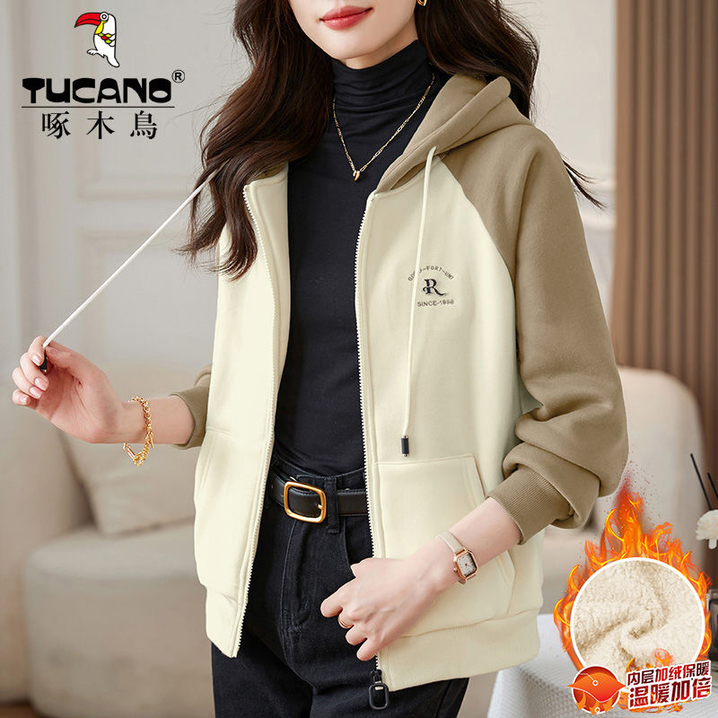 Winter velvet thickened coat sweatshirt for women 2023 new autumn and winter popular zipper cardigan warm top