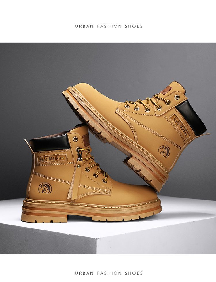 Bumblebee Herren Velvet Warm Martin Boo Herren Winter Elevated British High Assist Work Wear Boo Vielseitiges Leder_voghion.com
