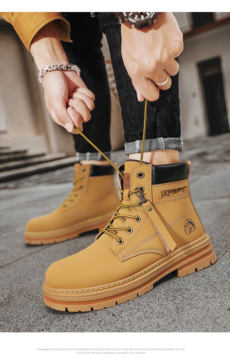 Bumblebee Herren Velvet Warm Martin Boo Herren Winter Elevated British High Assist Work Wear Boo Vielseitiges Leder_voghion.com