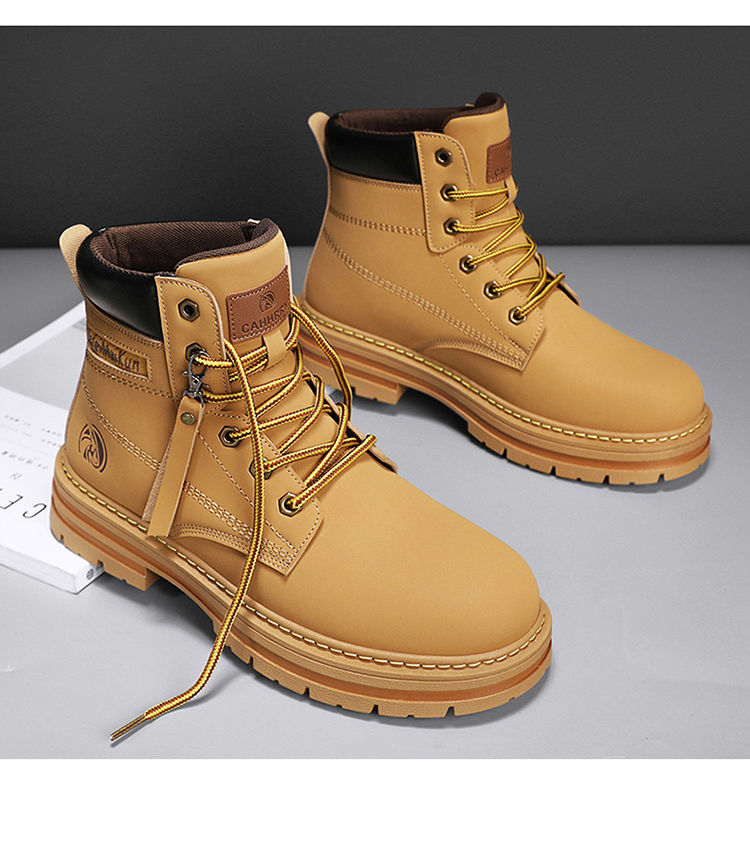 Bumblebee Herren Velvet Warm Martin Boo Herren Winter Elevated British High Assist Work Wear Boo Vielseitiges Leder_voghion.com