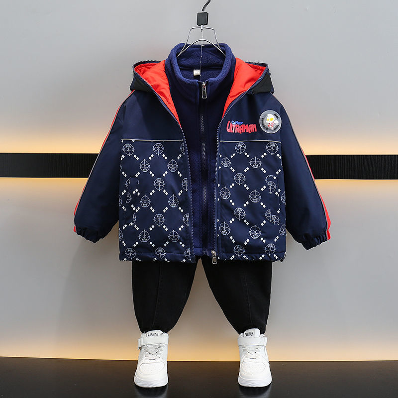 男童外套冬款奧特曼衣服男童夾棉外套秋冬裝2023新款兒童冬季加絨