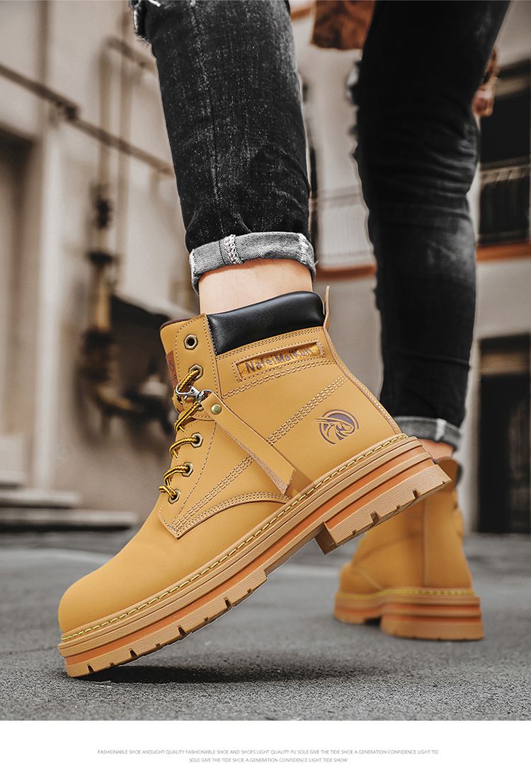 Bumblebee Herren Velvet Warm Martin Boo Herren Winter Elevated British High Assist Work Wear Boo Vielseitiges Leder_voghion.com