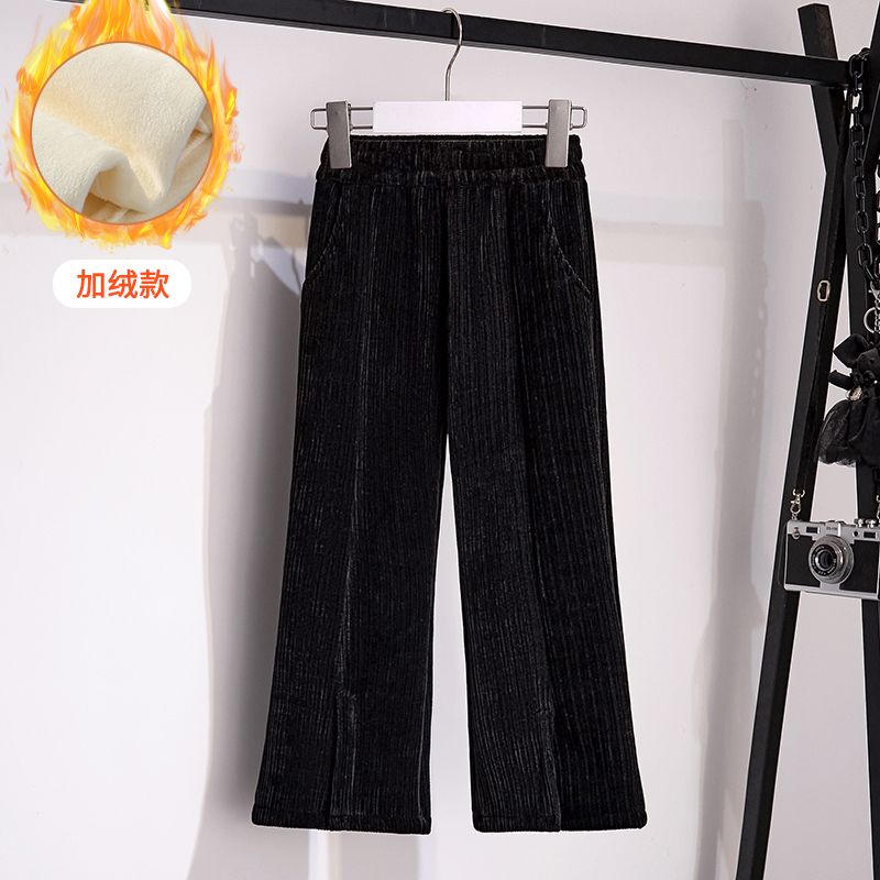 Girls' Corduroy Flare Pants  New Style Autumn and Winter Plus Velvet Pants High Waist Slim Girls Casual Pants