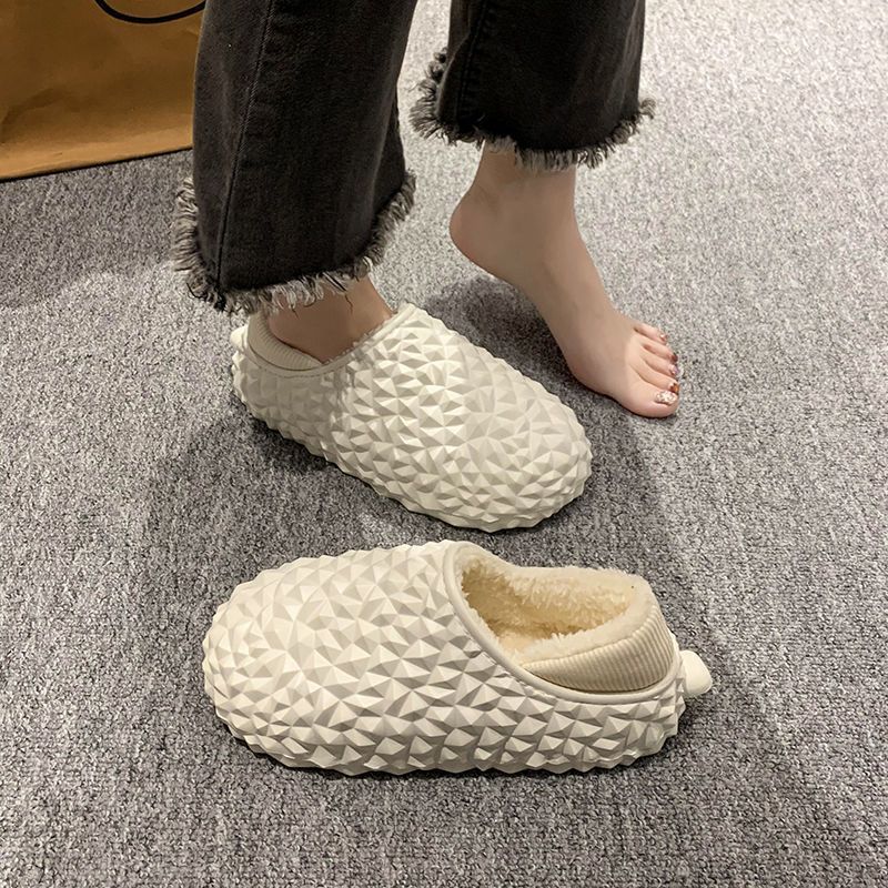 Durian waterproof cotton slippers for women autumn and winter dormitory indoor non-slip confinement shoes thickened heels warm winter cotton shoes