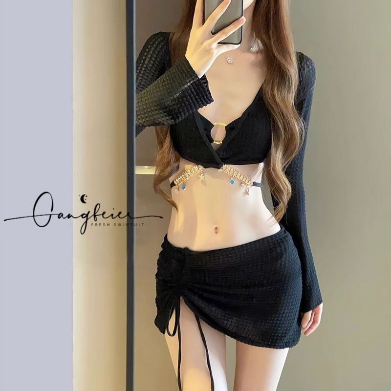 Bikini sexy swimsuit for women 2023 new four-piece cover-up blouse with skirt for hot spring split high-end swimsuit for women