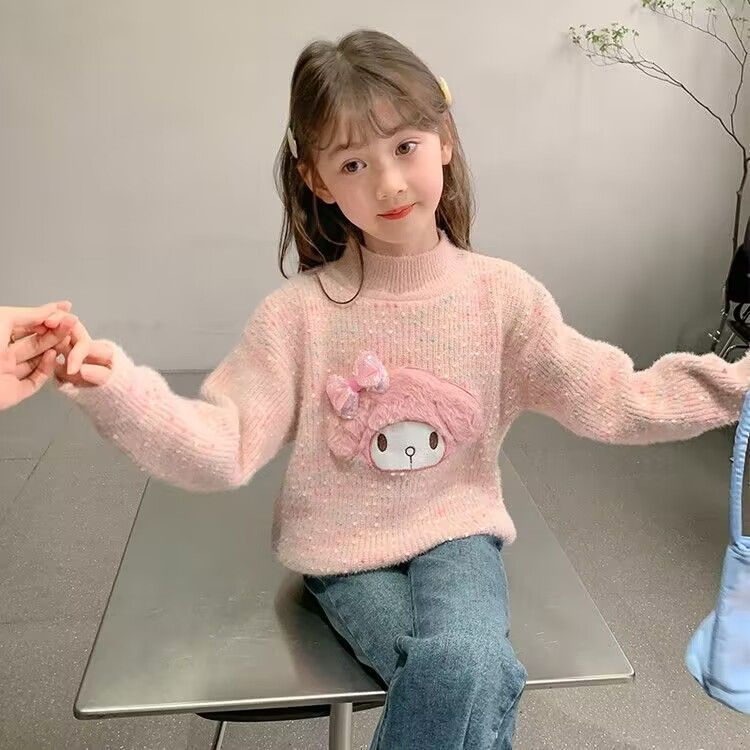 女童毛衣兒童打底衫2023新款童裝秋冬裝加厚上衣中大童卡通針織衫