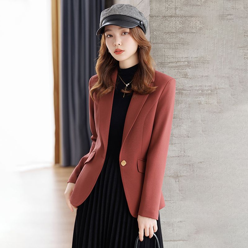 Rust red suit jacket for women autumn and winter 2023 new autumn professional wear temperament goddess style formal suit top