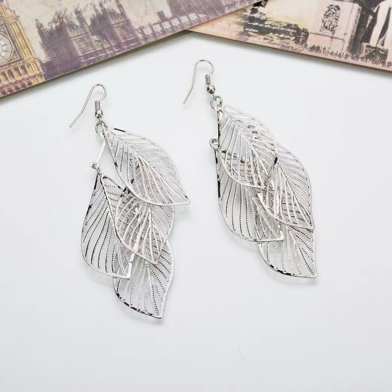 Simple Multi-layer Hollow Leaf Drop Earrings For Women Jewellery_voghion.com
