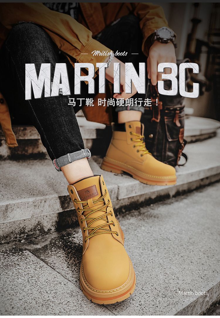 Bumblebee Herren Velvet Warm Martin Boo Herren Winter Elevated British High Assist Work Wear Boo Vielseitiges Leder_voghion.com