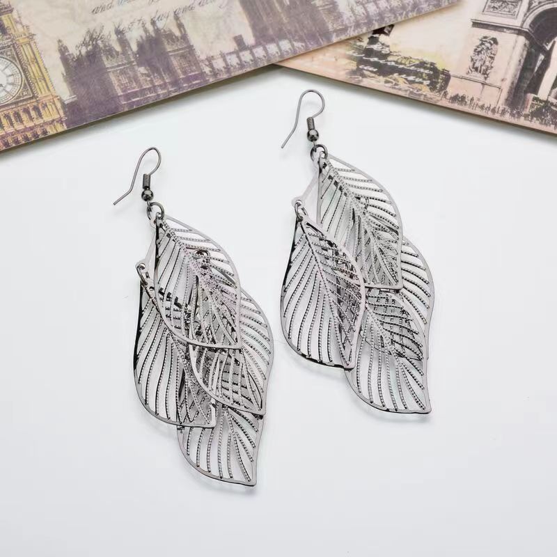 Simple Multi-layer Hollow Leaf Drop Earrings For Women Jewellery_voghion.com