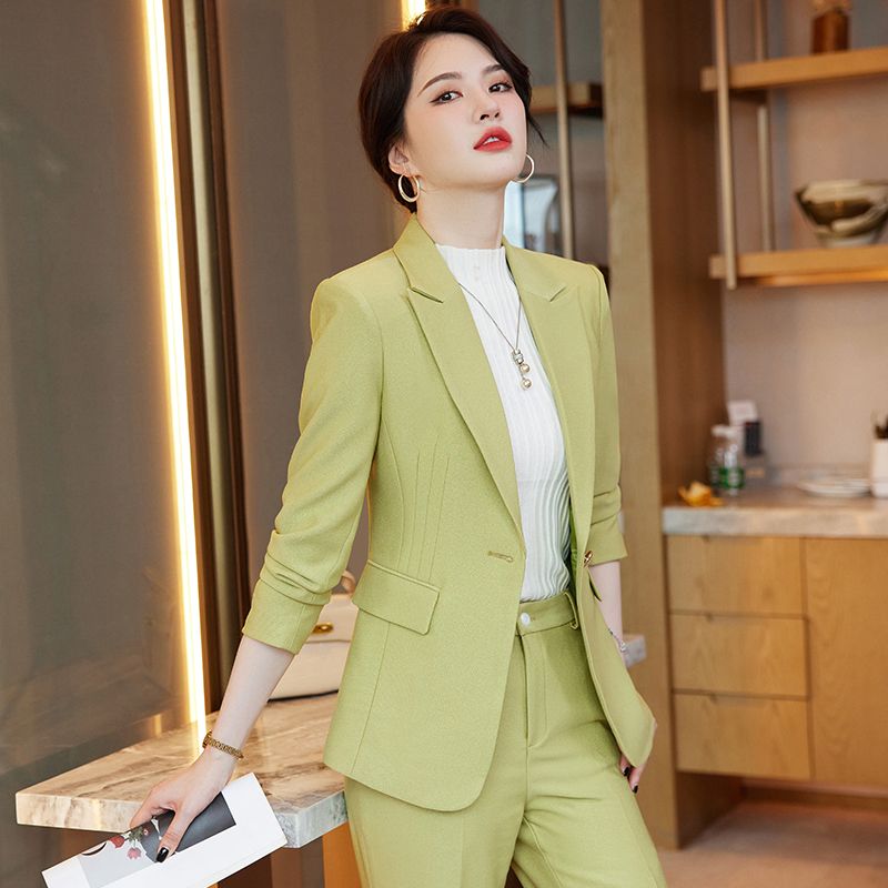 绿色西装套装女职业装气质酒店经理休闲女神范气质西服套装工作服