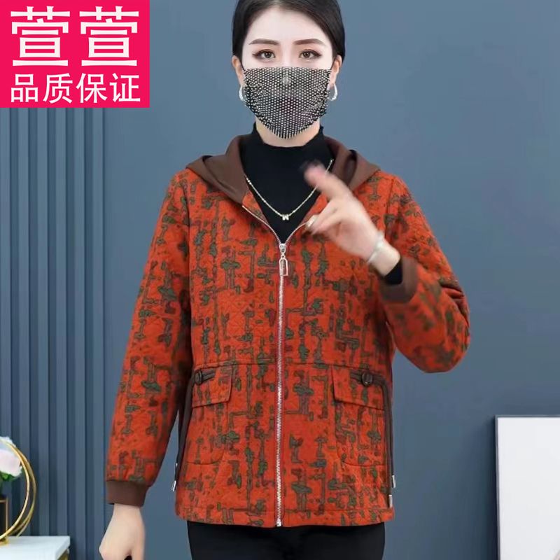 冬季媽媽棉服女新款加絨保暖時尚媽媽棉服外套耐髒中老年連帽棉衣