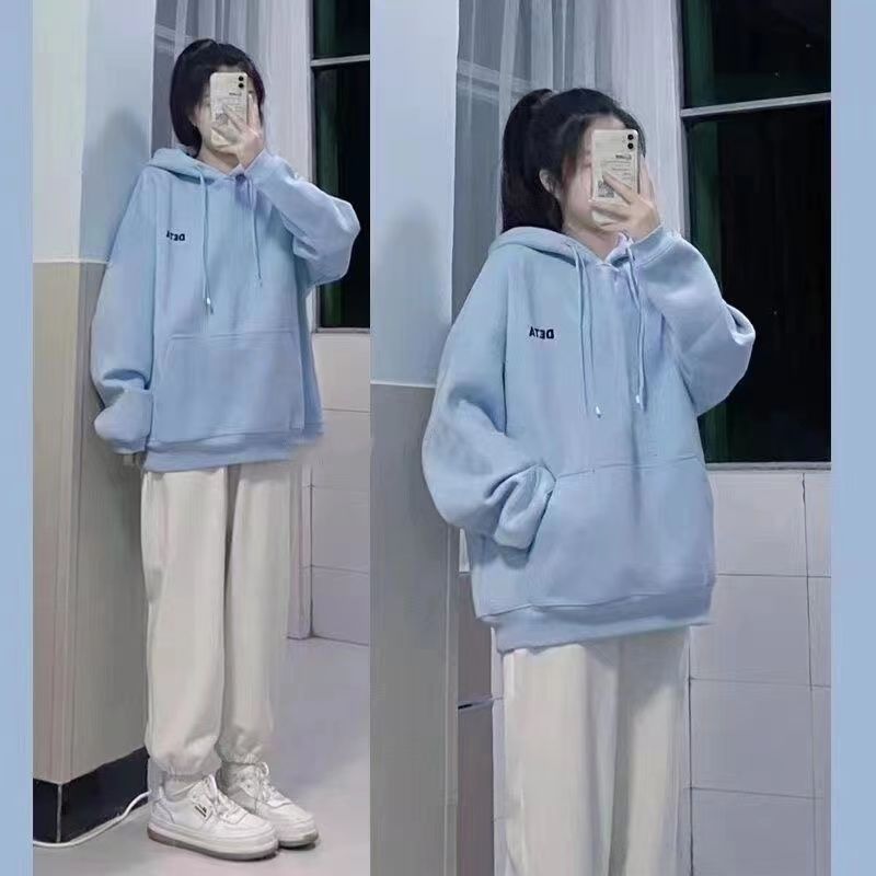 單/套裝秋冬新款連帽衛衣女學生寬鬆顯瘦+休閒褲網紅穿搭兩件套潮