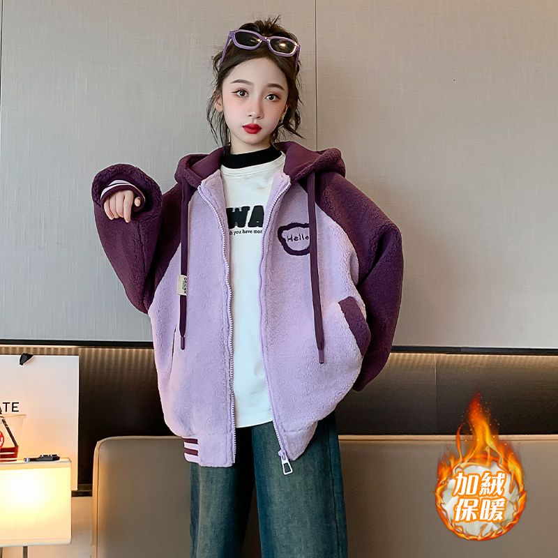 Girls' Autumn and Winter Padded Jackets 2023 New Girls' Winter Woolen Sweaters Children's Clothes Children's Winter Clothes Thickened Clothes