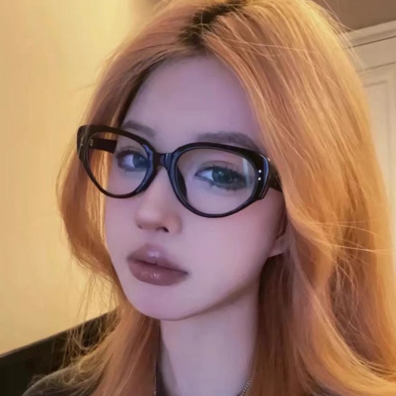 復古黑框素顏眼鏡粗邊神器眼睛貓眼鏡框方圓臉顯可配度數近視