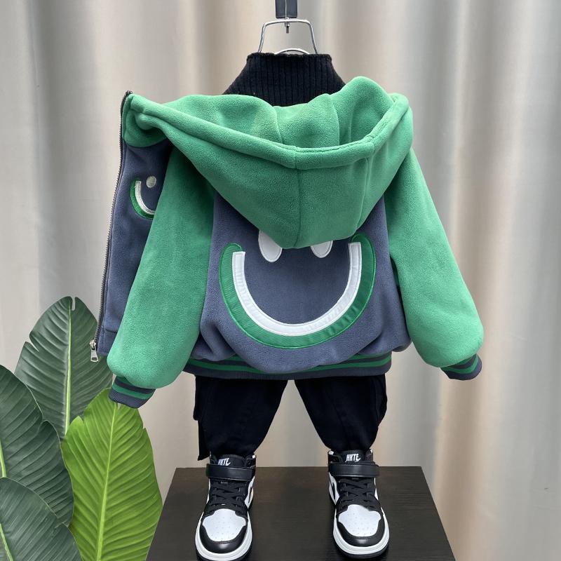 男童外套秋冬季兒童衣服2023新款冬款加絨加厚搖粒絨毛毛衣童裝潮