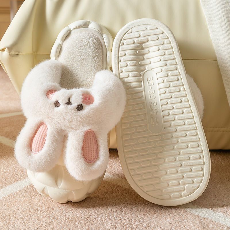 Buy one, get one free, two pairs of cotton slippers for women, couple style, winter warm, removable and washable, velvet thick-soled, non-slip home cotton shoes