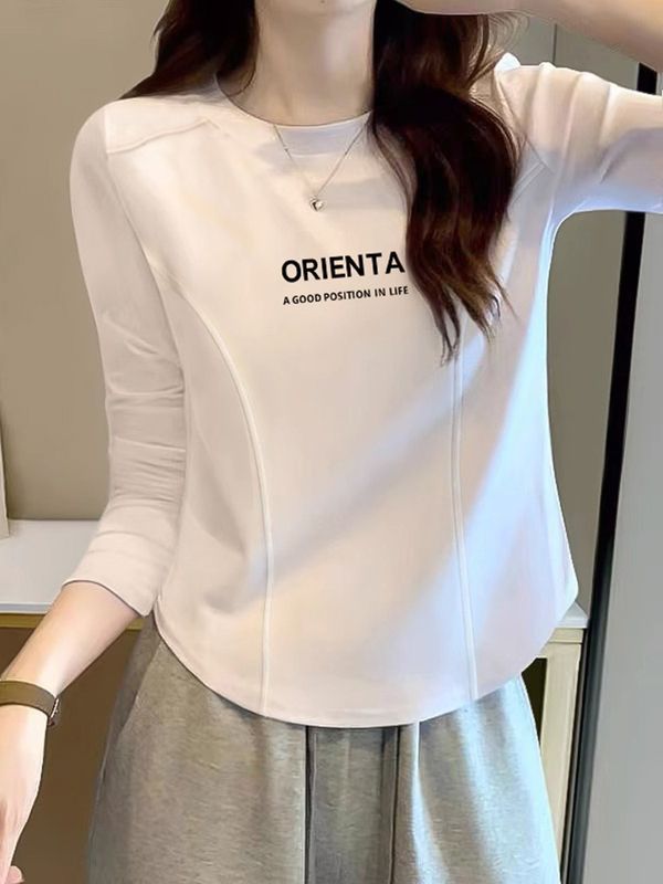 純棉白色內搭打底衫女2023秋冬裝長袖T恤顯瘦辣妹魚骨小個子上衣