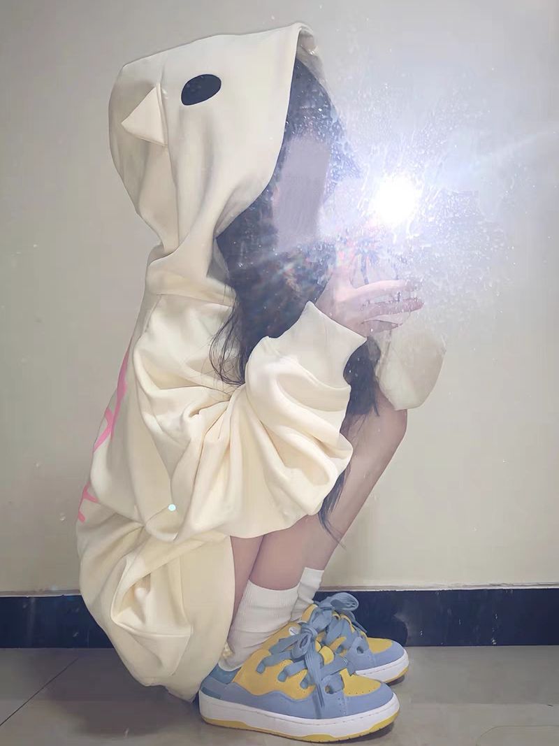 秋冬小眾設計感歐美百搭連帽拉鏈外套衛衣寬鬆休閒潮流慵懶上衣女