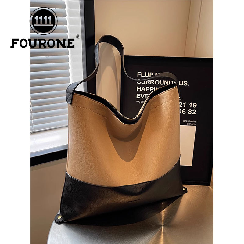 Large-capacity bag women's new fashion contrasting shoulder armpit bag casual versatile commuting tote bag