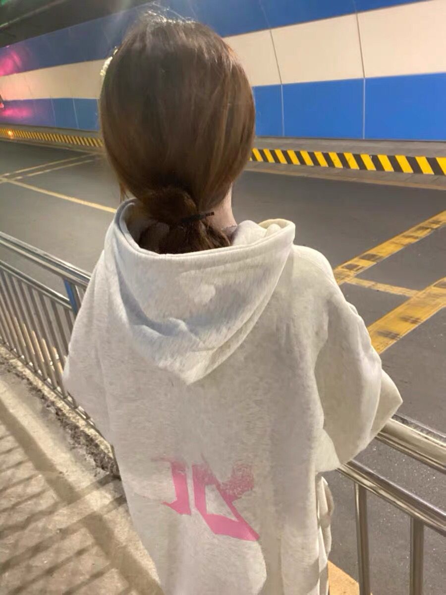 100%紡棉秋冬小眾韓版潮流時尚百搭連帽外套衛衣寬鬆休閒灰色上衣