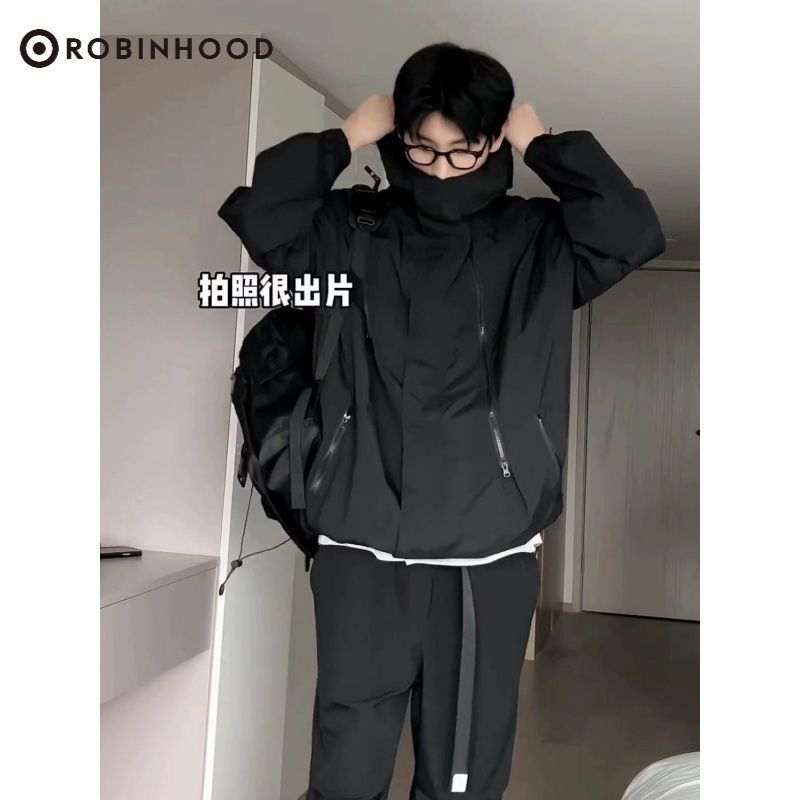 ROBINHOOD衝鋒衣外套男士痞帥防水防風春秋高級感夾克戶外美式