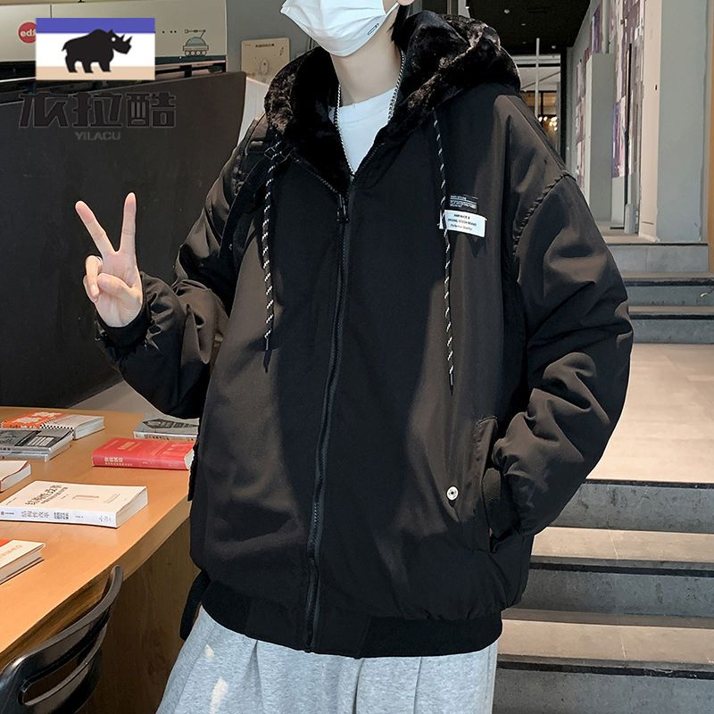 學生男冬季羊羔絨棉衣男士雙面穿加厚ins潮牌寬鬆羊毛外套棉服