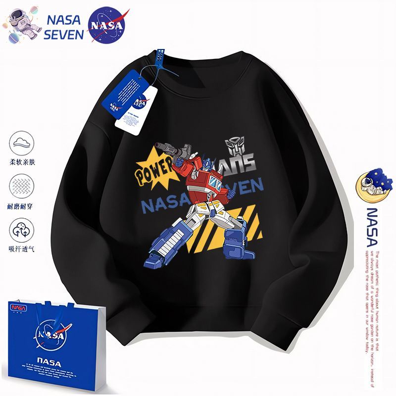 NASA cartoon bumblebee children's sweatshirt handsome autumn and winter pure cotton long-sleeved boy's fashionable Transformers top
