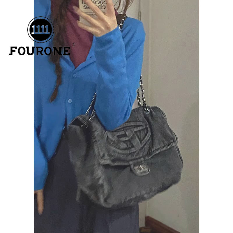 高級感大容量包包女新款潮時尚牛仔單肩包小眾通勤托特包