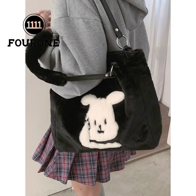 Cute plush bag for women new trendy Korean tote bag versatile casual large capacity plush bag